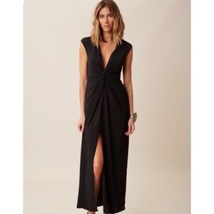 Keepsake The Label Black Twist Front V-Neck Maxi Dress XS Sleeveless Gown Formal